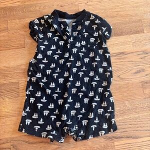 Just One You Carters Baby Romper Black Ship Print 18 Months Boats Fisherman